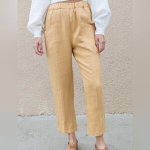 Mate the label organic linen pants in ochre, size xs